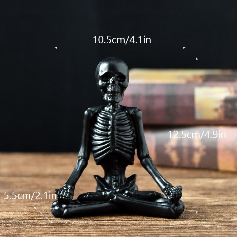 Halloween Skeleton Figurine in Yoga Pose, Desk Decor and Shelf Decor