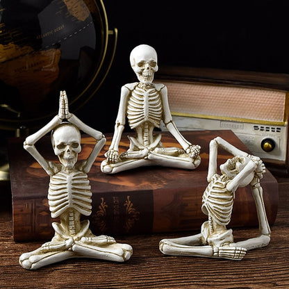 Halloween Skeleton Figurine in Yoga Pose, Resin Collectible Figurine – image 4