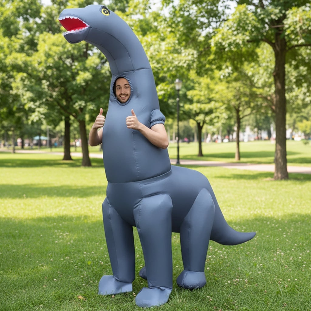 Kids Halloween Costumes, Inflatable Brachiosaurus Dinosaur Costume with Long Neck, Funny Inflatable Costume