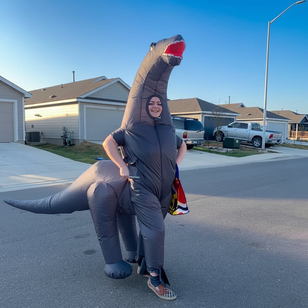 Kids Halloween Costumes, Inflatable Brachiosaurus Dinosaur Costume with Long Neck – image 4