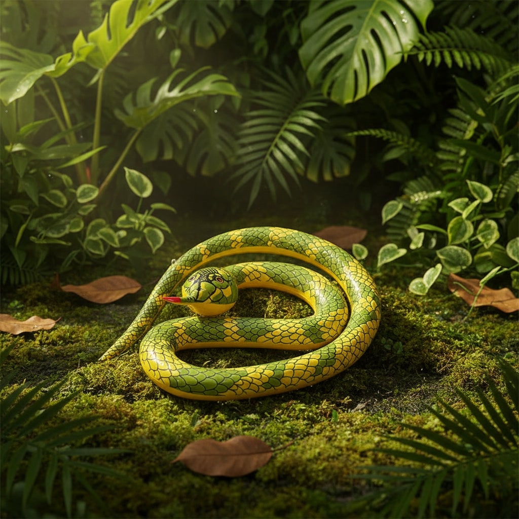 Inflatable Fake Snake Halloween Decoration with Scale Print, Halloween Party Decor for Garden