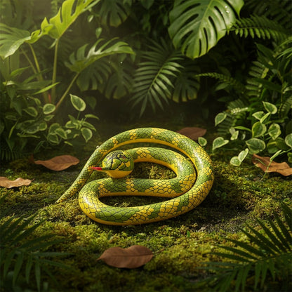 Inflatable Fake Snake Halloween Decoration with Scale Print, Halloween Party Decor for Garden