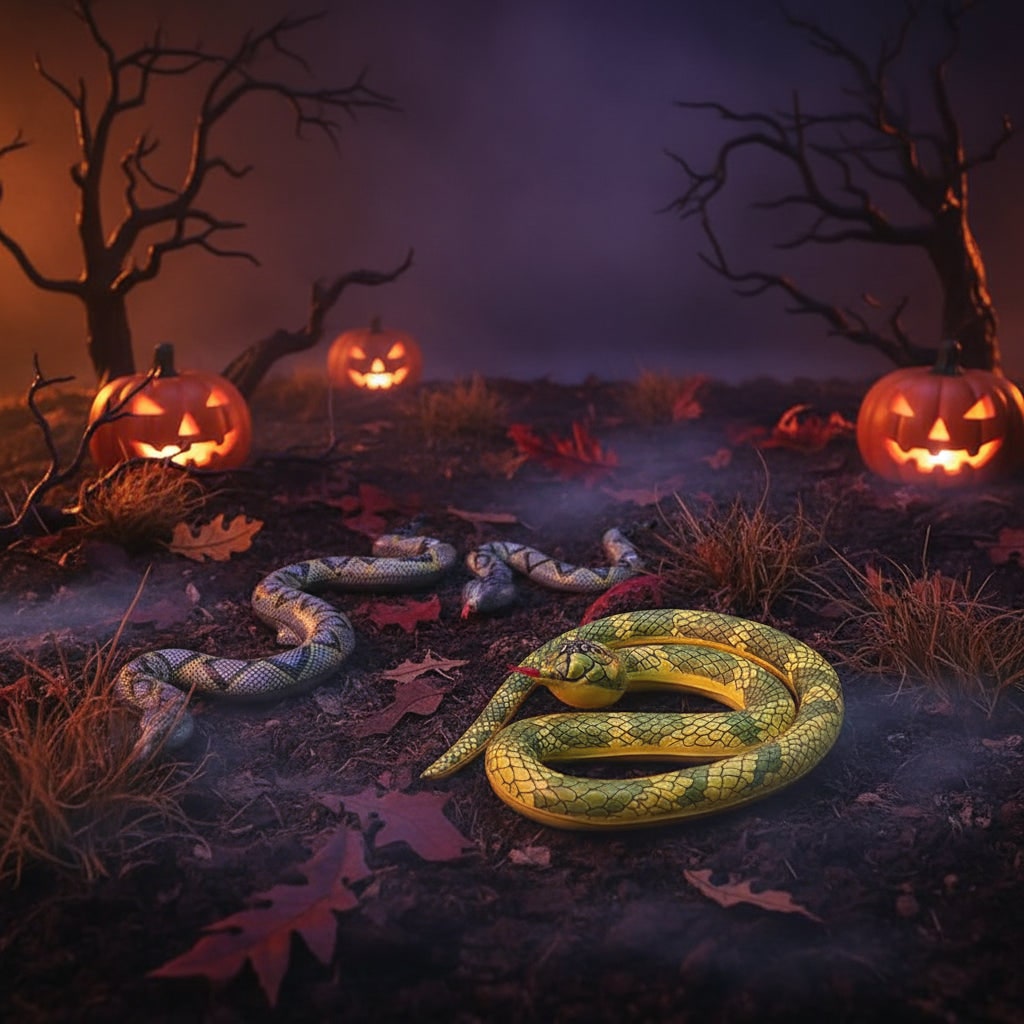 Inflatable Fake Snake Halloween Decoration with Scale Print, Halloween Inflatable