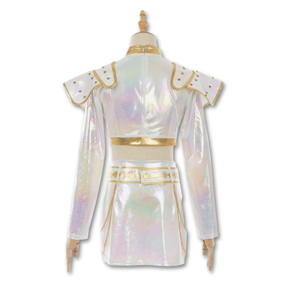Halloween Costumes, Kpop Costume with Holographic Crop Top and Mini Skirt – image 4