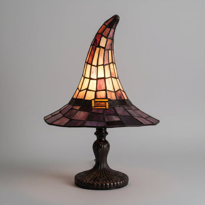 Tiffany Lamp, Witch Hat Stained Glass Table Lamp, Halloween Decor Night Light, Bedside Lamp for Gothic Decor