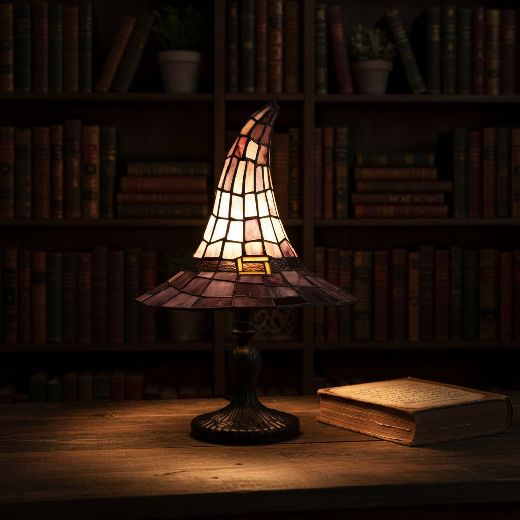Tiffany Lamp, Witch Hat Stained Glass Table Lamp – image 6