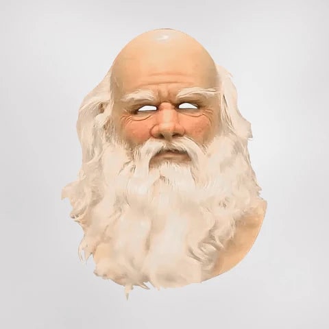 Realistic Santa Claus Mask, Old Man Mask with Long White Beard and Hair