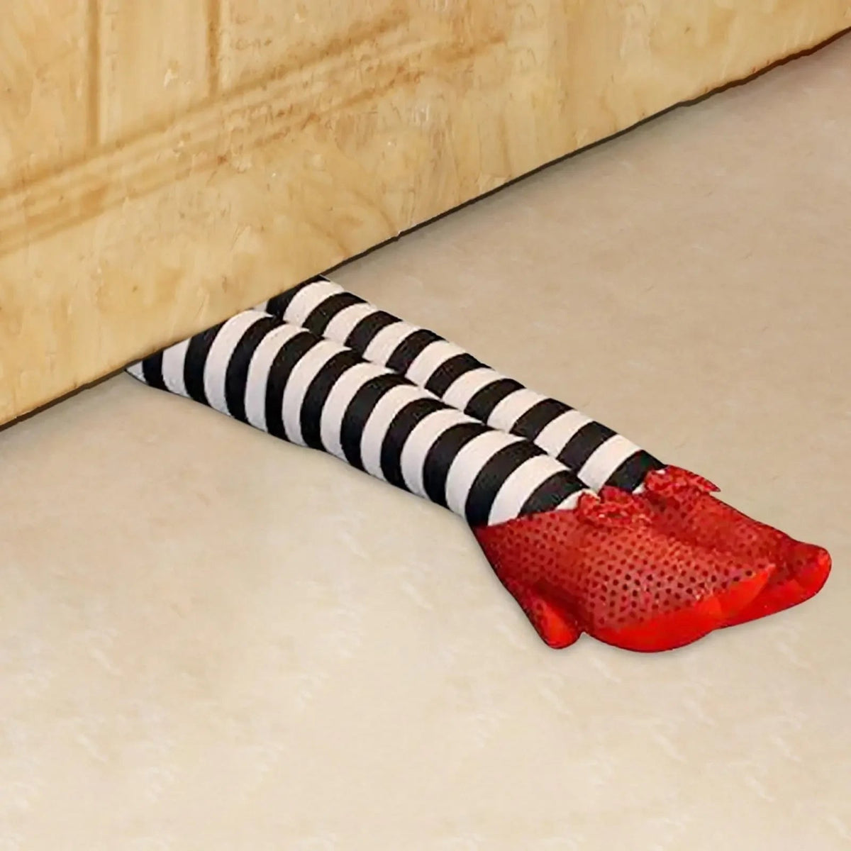 Front Door Stopper, Halloween Decoration with Plush Witch Legs, Door Stop for Bathroom, Indoor Halloween Decor