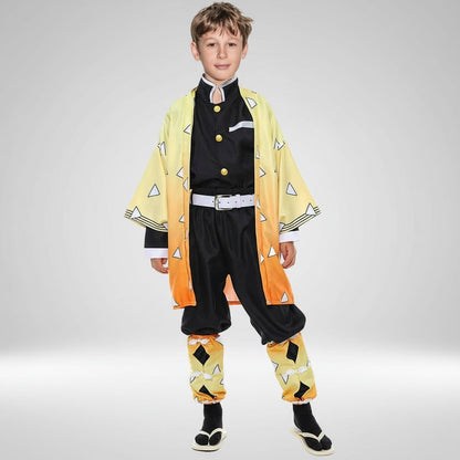 Kids Halloween Costumes, Anime Cosplay Costume with Haori Cloak and Obi Belt