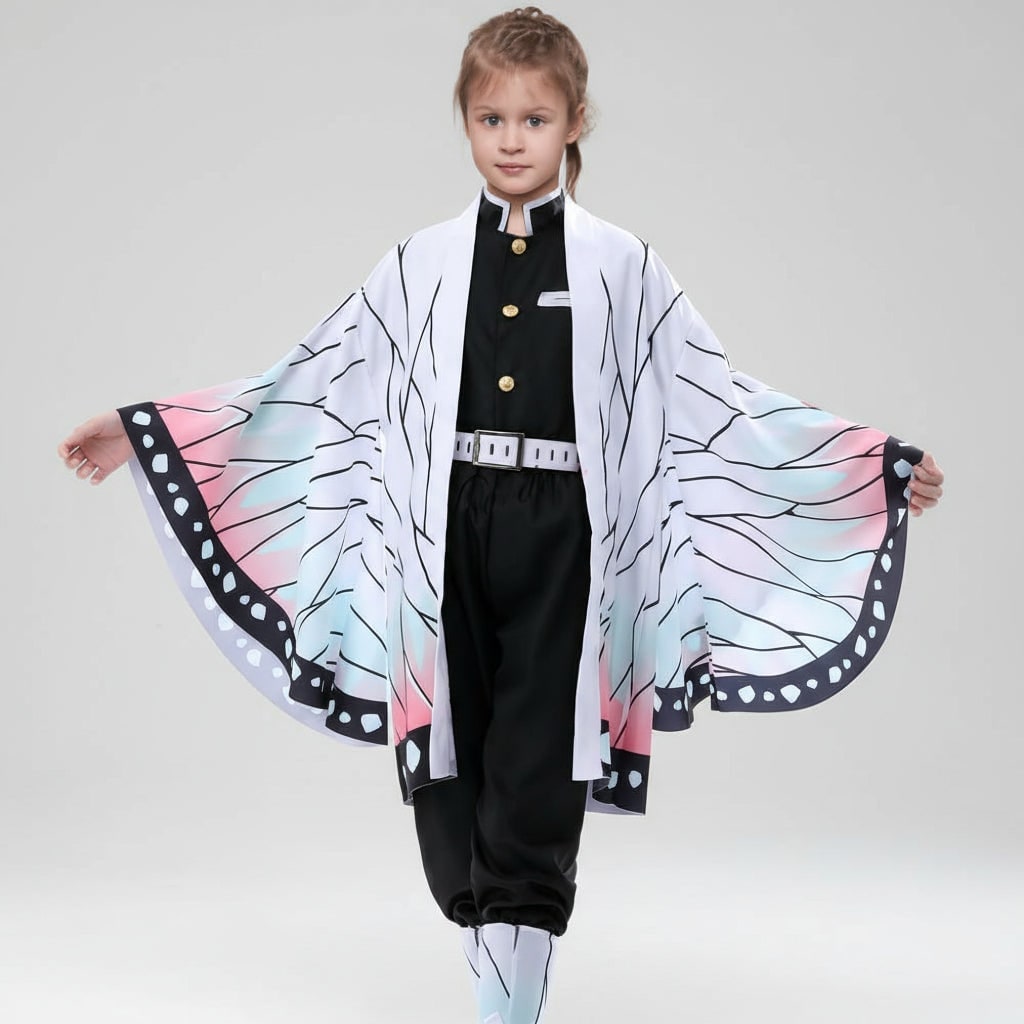 Kids Halloween Costumes, Anime Cosplay Costume with Haori Cloak and Obi Belt – image 4