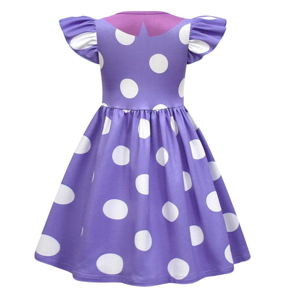Kids Halloween Costumes for Girls, Polka Dot Dress with Blue Wig and Hair Clips – image 4