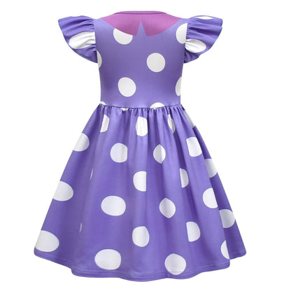 Kids Halloween Costumes for Girls, Polka Dot Dress with Blue Wig and Hair Clips – image 4