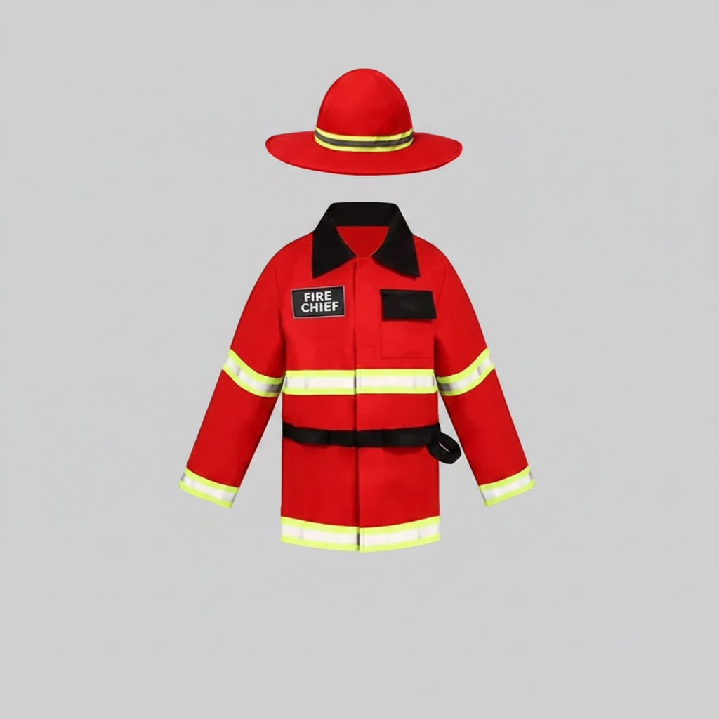 Kids Halloween Costumes, Firefighter Costume with Jacket and Firefighter Hat, Fireman Costume for Boys and Girls