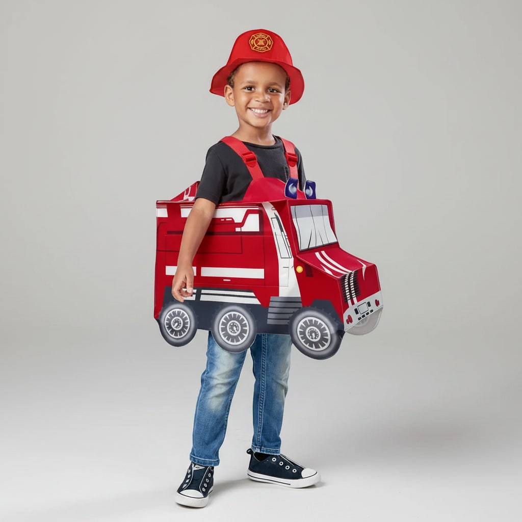 Kids Halloween Costumes, Firefighter Costume with Jacket and Firefighter Hat – image 4