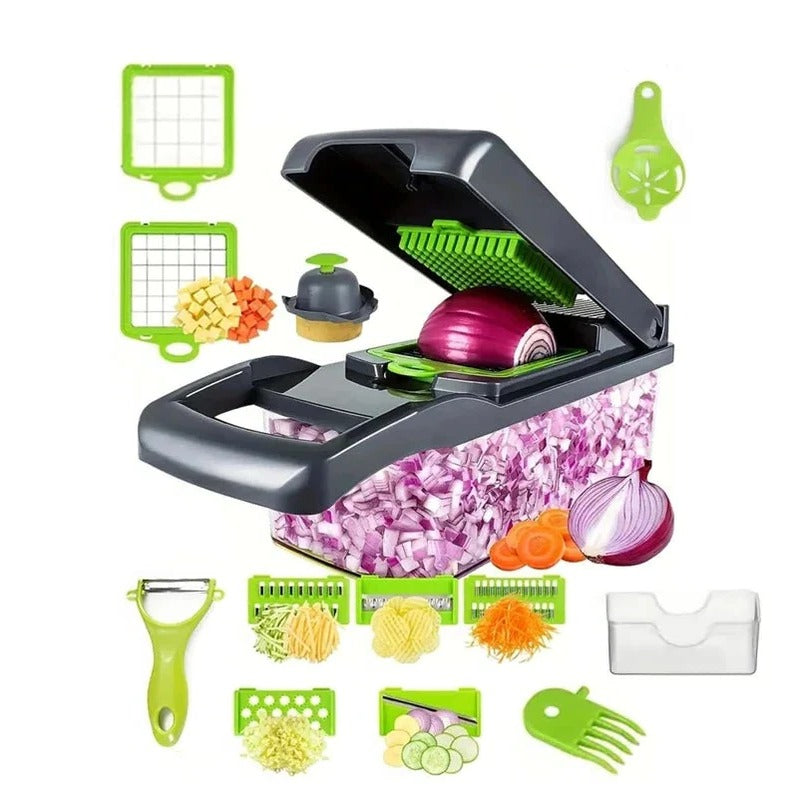 Vegetable Chopper with Slicer and Grater, Manual Food Chopper