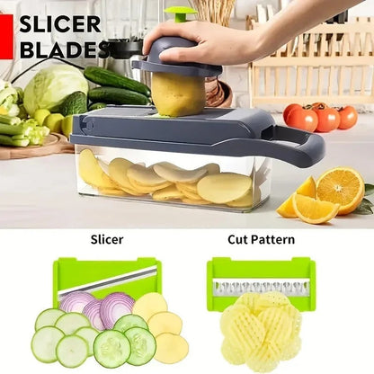 Vegetable Chopper with Slicer and Grater, Manual Food Chopper with Masher and Storage – image 4