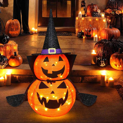 Halloween Pumpkins 3 ft, Lighted Pumpkin Decorations Set of 2, Giant Pumpkin Halloween Decorations Outdoor, Fall Decorations