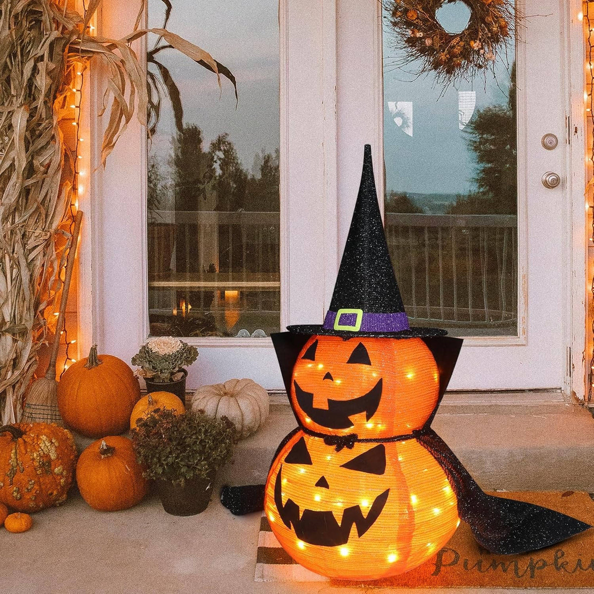 Halloween Pumpkins 3 ft, Lighted Pumpkin Decorations Set of 2 – image 4