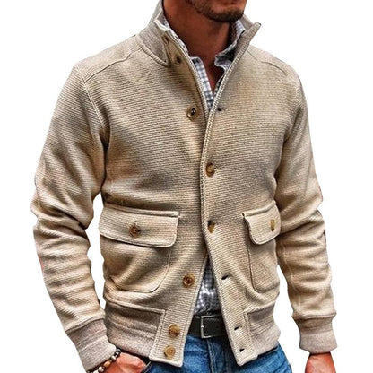 Mens Motorcycle Jacket with Stand Collar, Moto Jacket for Men with Flap Pockets, Casual Biker Jacket for Everyday