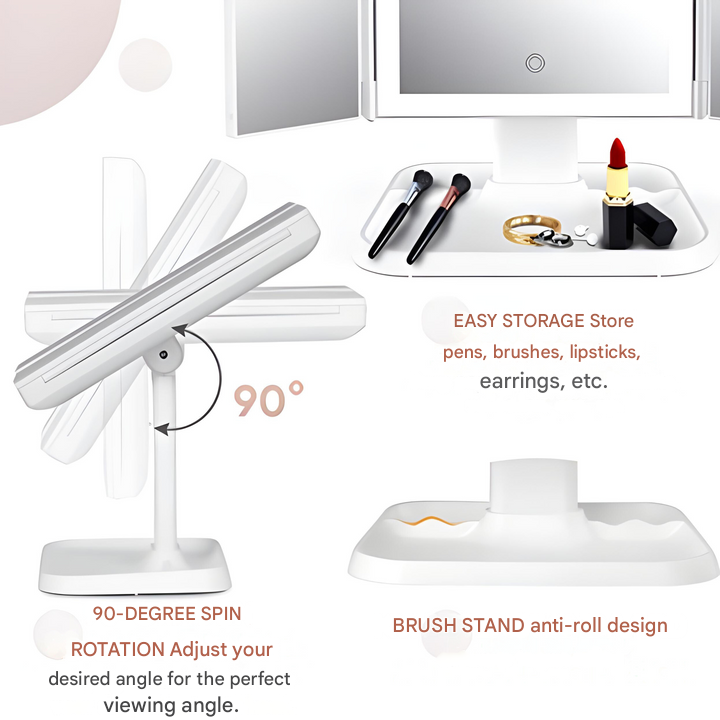 Vanity Mirror with Lights, Foldable Magnifying Mirror with USB-C Charging – image 5