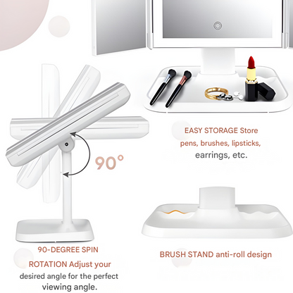Vanity Mirror with Lights, Foldable Magnifying Mirror with USB-C Charging – image 5