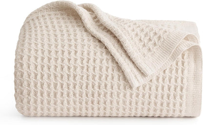 Cotton Throw Blanket, Waffle Weave King Size Blanket for All Seasons – image 45