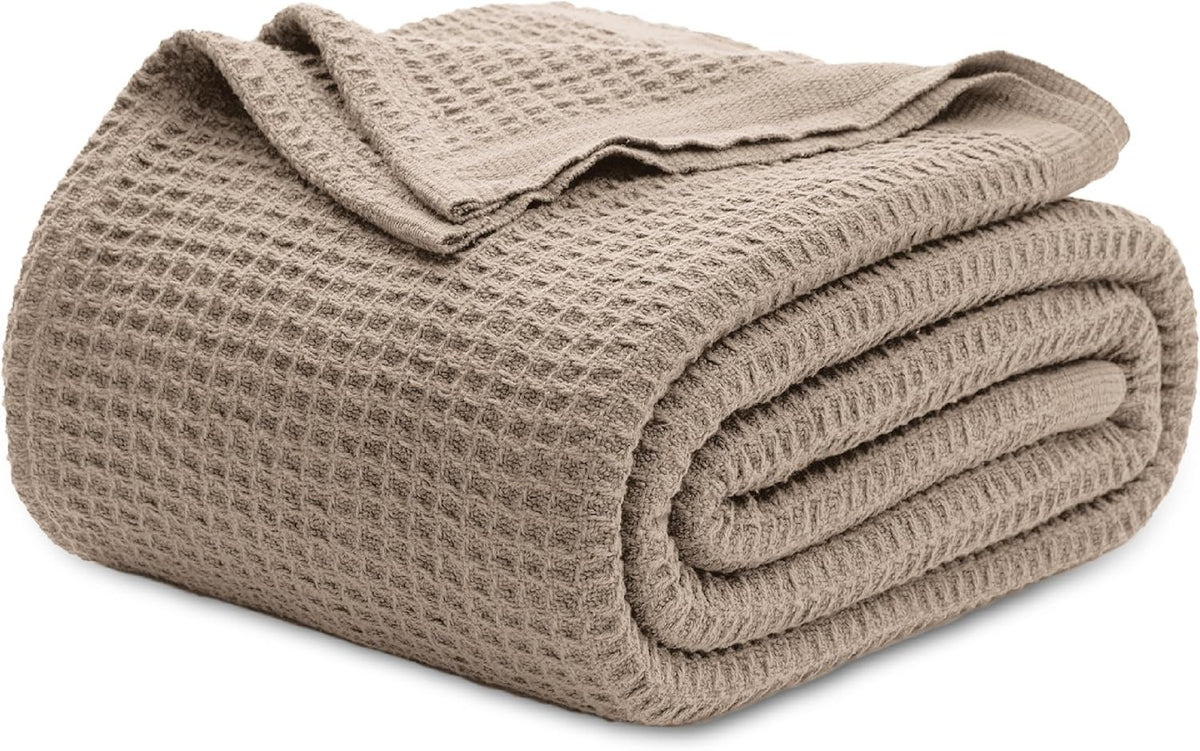Cotton Throw Blanket, Waffle Weave King Size Blanket for All Seasons – image 35