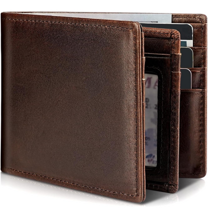 RFID Blocking Wallet, Bifold Leather Wallet with RFID Protection