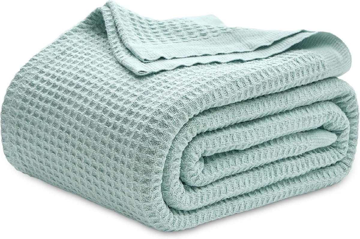 Cotton Throw Blanket, Waffle Weave King Size Blanket for All Seasons – image 39