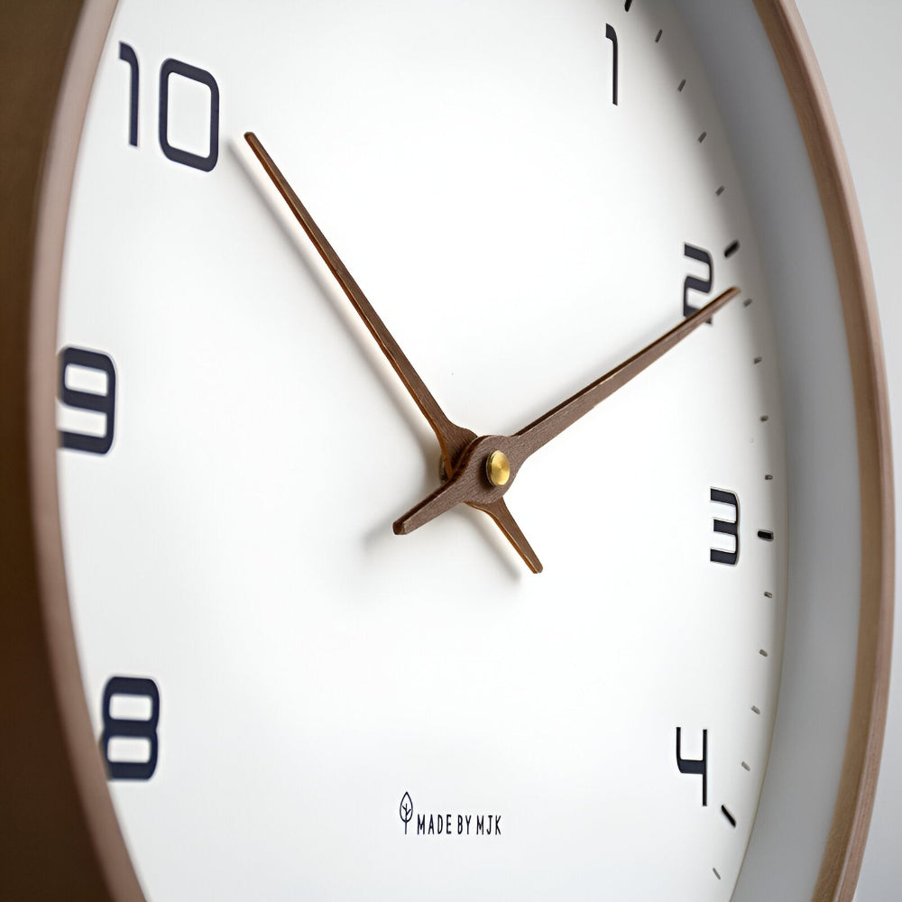 Analog Clock for Wall, Modern Nordic Wood Clock for Living Room and Kitchen