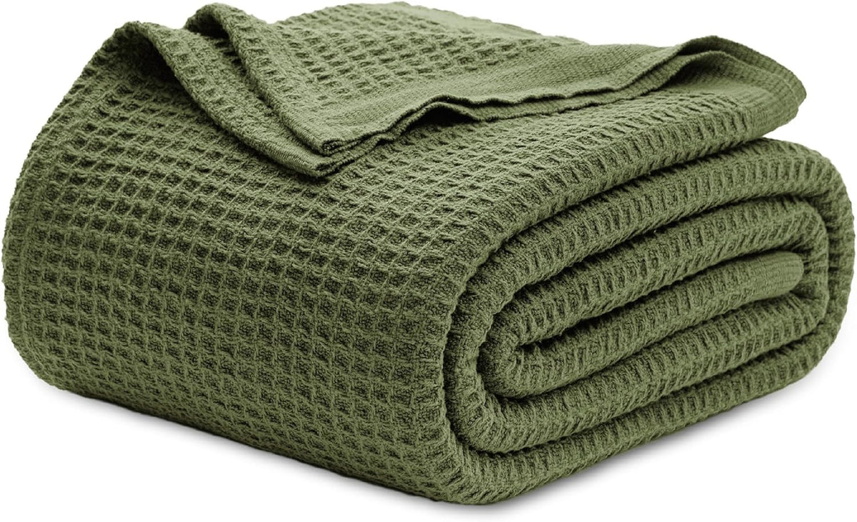 Cotton Throw Blanket, Waffle Weave King Size Blanket for All Seasons – image 31