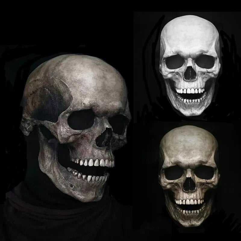 Halloween Costume Mask, Scary Skull Mask with Movable Jaw, Realistic Full Head Skeleton Mask, Halloween Decorations
