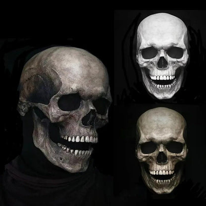 Halloween Costume Mask, Scary Skull Mask with Movable Jaw, Realistic Full Head Skeleton Mask, Halloween Decorations