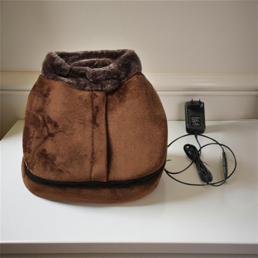Electric Foot Warmer with Vibrating Massage, Plush Foot Heater with Detachable Top