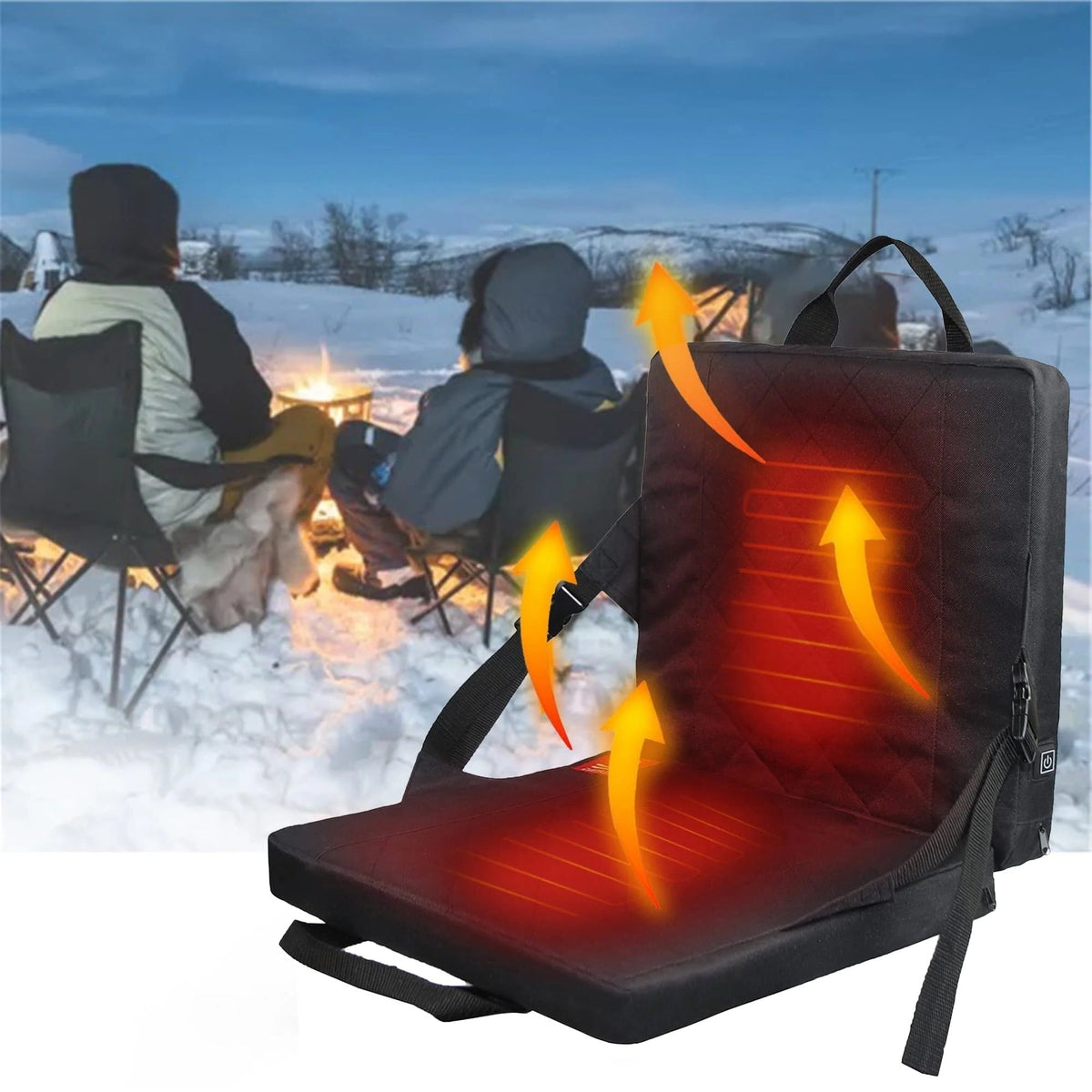 Heated Stadium Seat Cushion, Bleacher Seat Pad with Power Bank Pocket