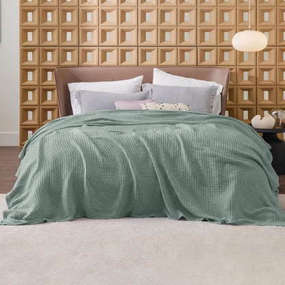 Cotton Throw Blanket, Waffle Weave King Size Blanket for All Seasons – image 15