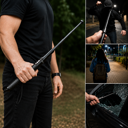 Walking Cane for Self Defense, Telescopic Walking Stick for Hiking, Trekking Pole with Anti Slip Grip in 3 Lengths