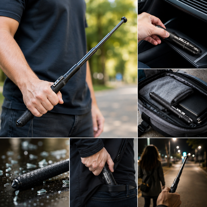 Walking Cane for Self Defense, Trekking Pole with Anti Slip Grip in 3 Lengths