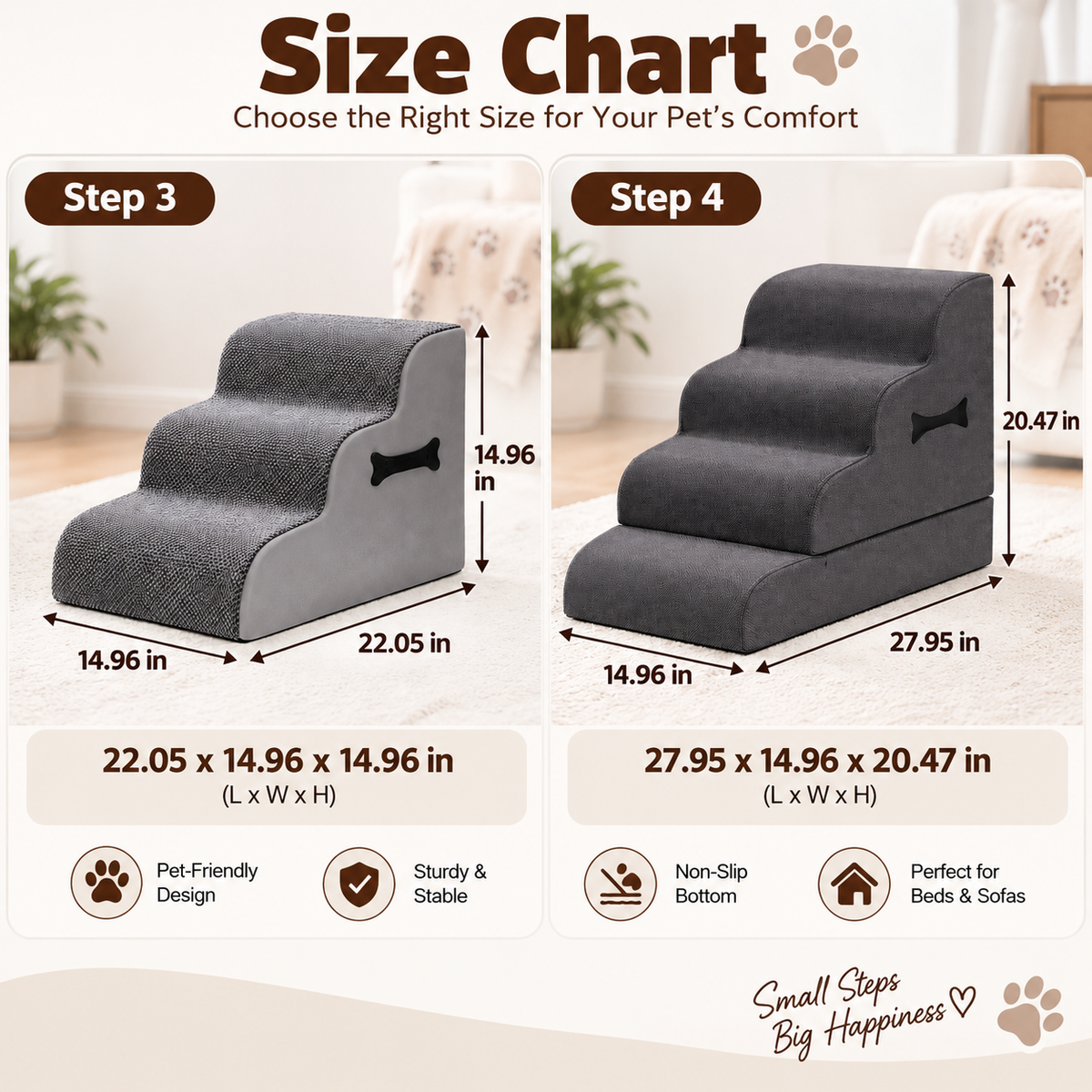 Dog Bed Stairs, Dog Ramp for Bed