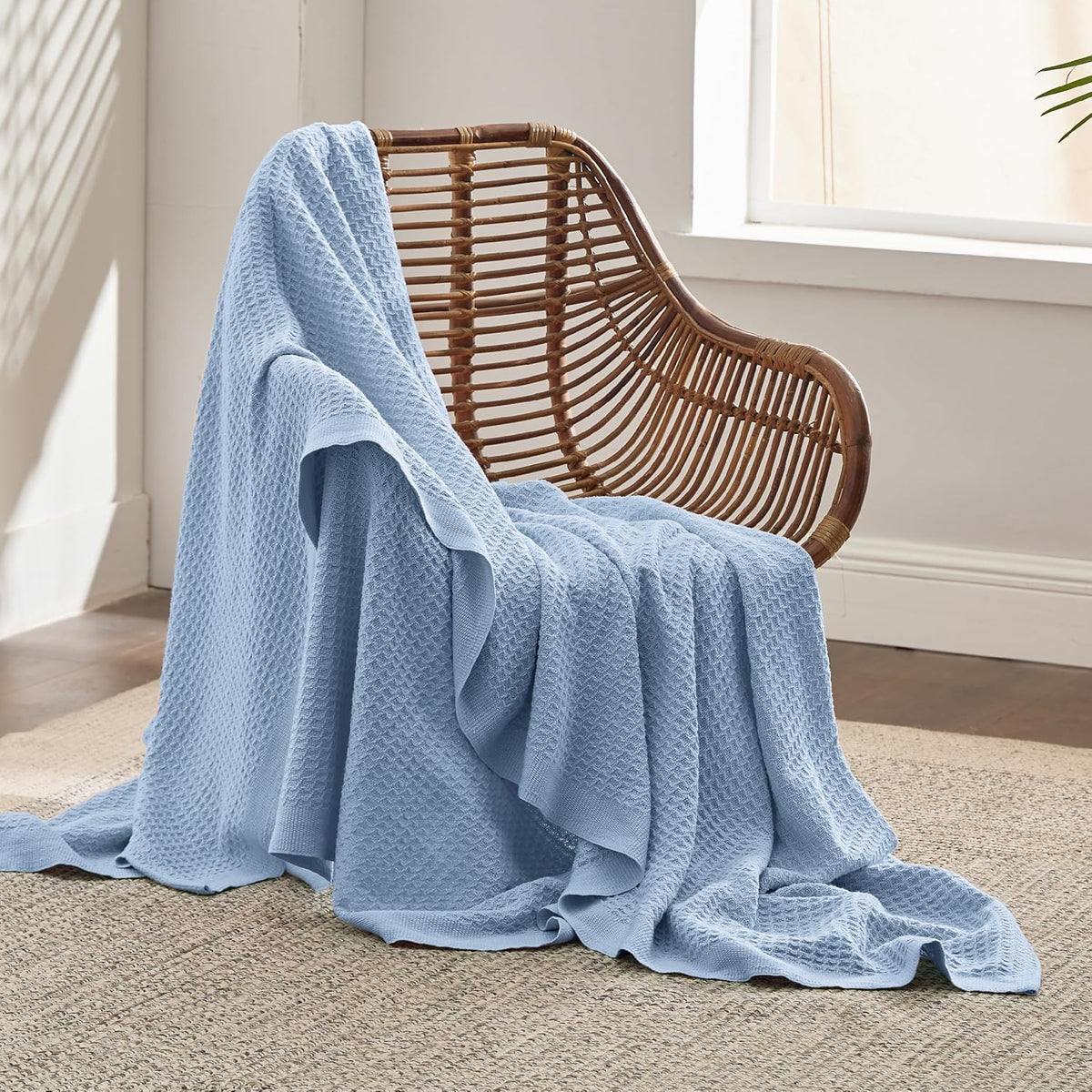 Cotton Throw Blanket, Waffle Weave King Size Blanket for All Seasons – image 49