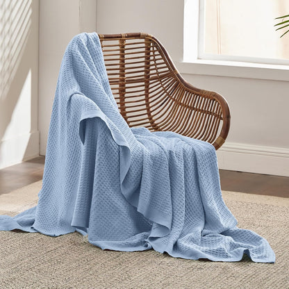 Cotton Throw Blanket, Waffle Weave King Size Blanket for All Seasons – image 49